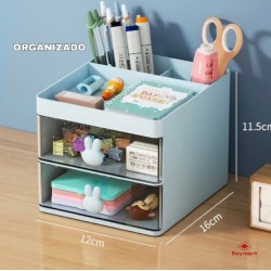 ORGANIZADOR SOBREMESA HORIZONTAL 2 CAJONES,3 COL. 12 x 16 x 11,5 cm.
