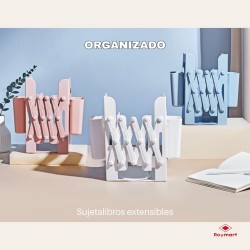 SUJETALIBROS EXTENSIBLE GAMA ORGANIZADO,3 COLORES 24,5 x 12 x 9 cm.